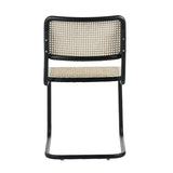 Buisframe eetkamerstoel Vester zwart metaal met bamboe webbing - Zonder Armleuningen