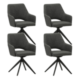 Eetkamerstoelen - Set van 4 Draaibare Eetkamerstoelen Sid Antraciet Stof - Met Armleuningen - Dimehouse