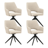 Eetkamerstoelen - Set van 4 Draaibare Eetkamerstoelen Sid Beige Stof - Met Armleuningen - Dimehouse