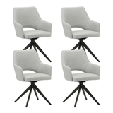 Eetkamerstoelen - Set van 4 Draaibare Eetkamerstoelen Sid Lichtgrijs Stof - Met Armleuningen - Dimehouse