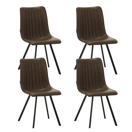 Eetkamerstoelen - Set van 4 Eetkamerstoelen Jimmy PU - kunstleer taupe - Dimehouse
