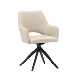 Moderne Drejelig Spisestuestol Beige Stof Sid - Med Armlæn