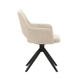 Moderne Drejelig Spisestuestol Beige Stof Sid - Med Armlæn
