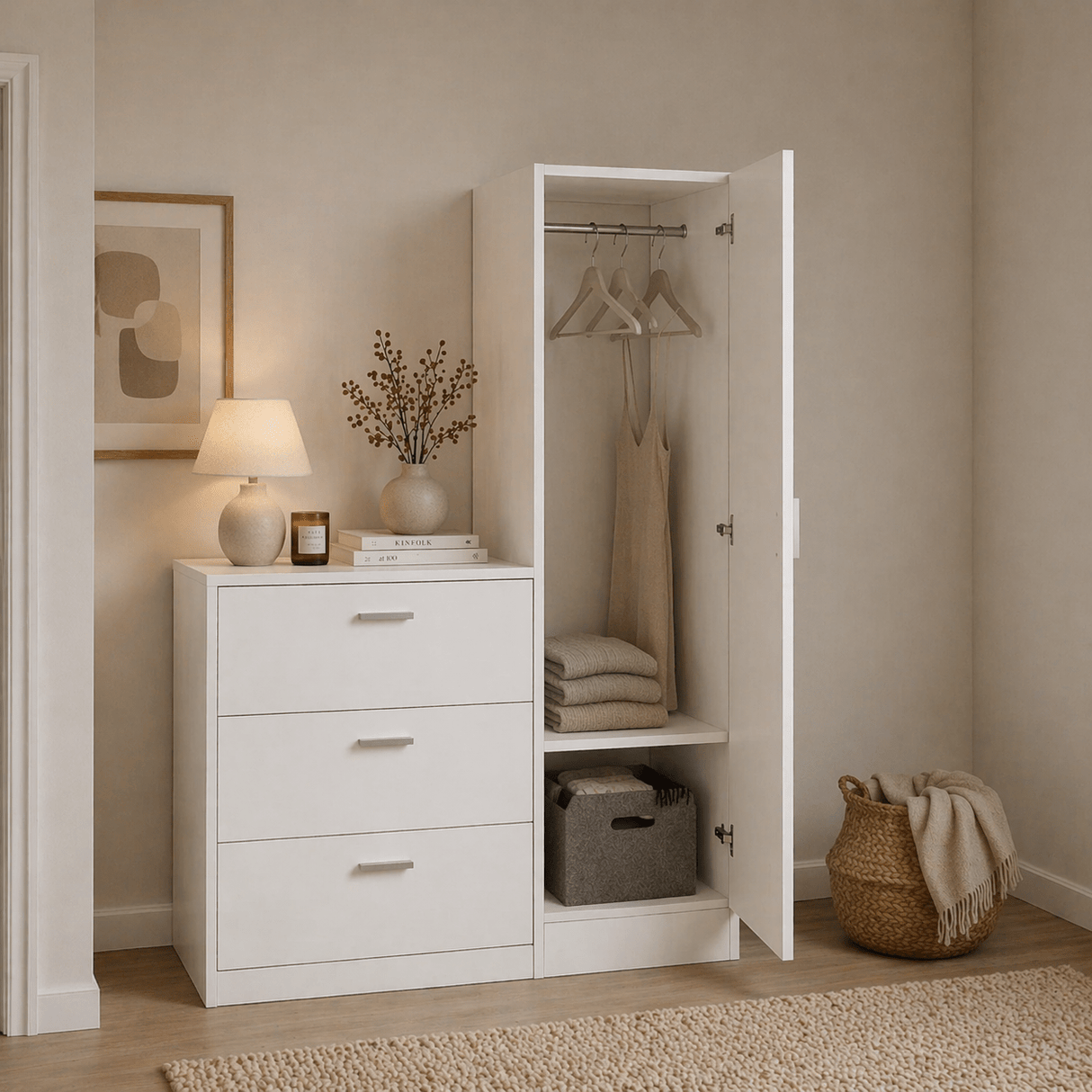Wandkasten - Wandkast Wit Melamine - hang en leg - 140x100x47 cm - Jade - Dimehouse