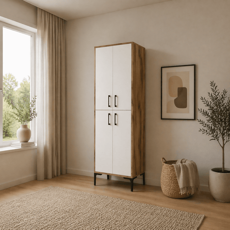 Wandkasten - Wandkast Walnoot Wit Melamine 200x60x35 cm - Berlin - Dimehouse