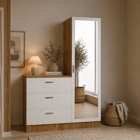 Wandkasten - Wandkast Wit met Dennenhout Melamine - hang en leg - 140x100x47 cm - Jade - Dimehouse