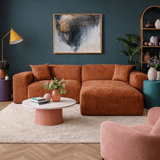 Hoekbank koper chenille Wayne 264 cm - hoek links en rechts monteerbaar