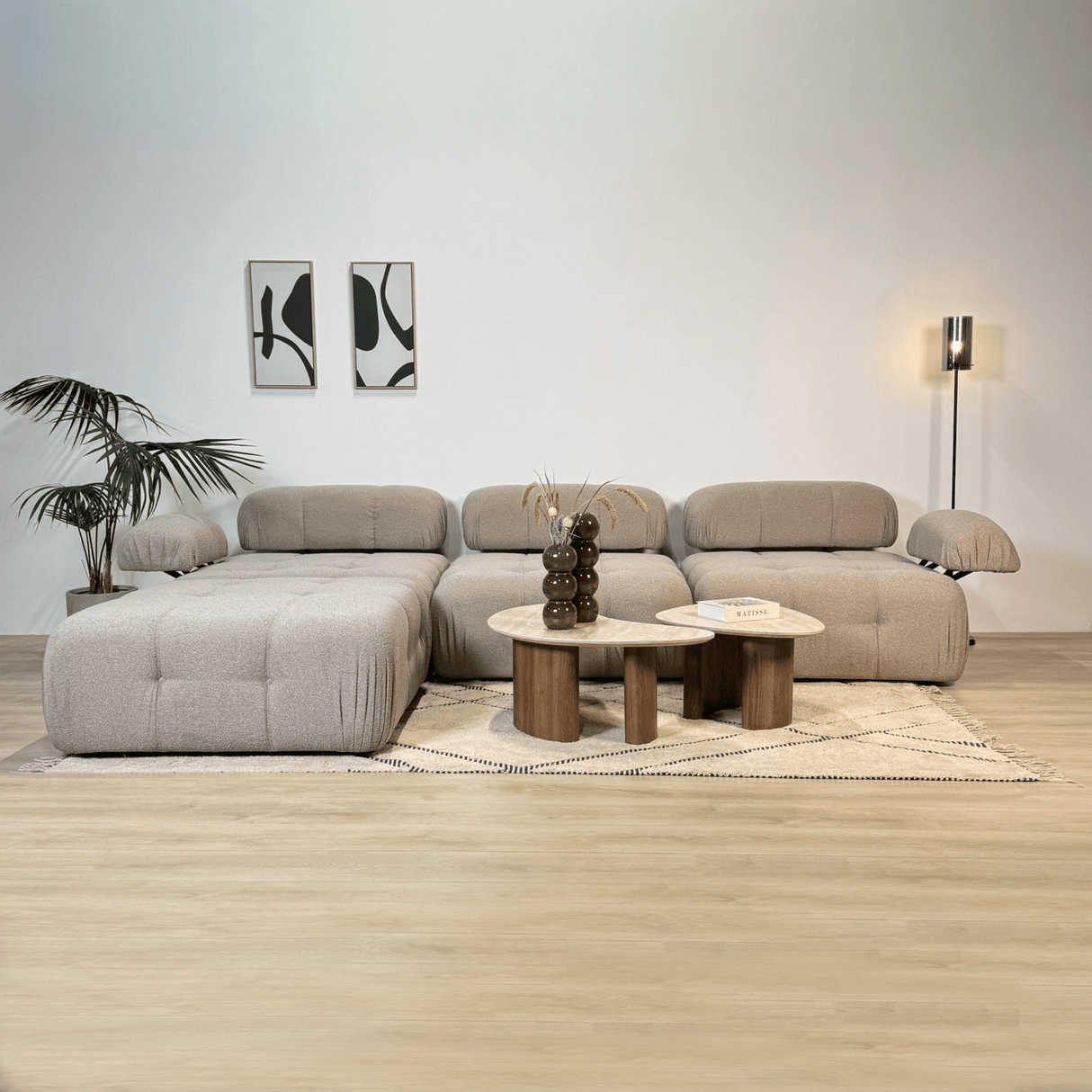 Banken - Modulaire bank 3 - zits met hocker Doblo beige - Dimehouse