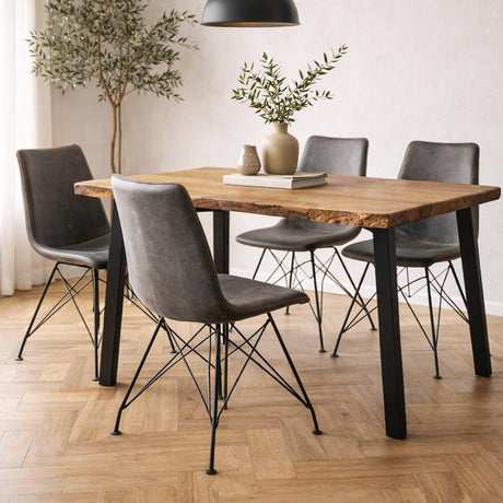 Eetkamerstoelen - Industriële Eetkamerstoel Viano Antraciet - Zonder Armleuningen - Dimehouse