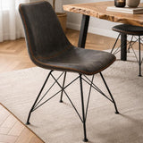 Eetkamerstoelen - Industriële Eetkamerstoel Viano Antraciet - Zonder Armleuningen - Dimehouse