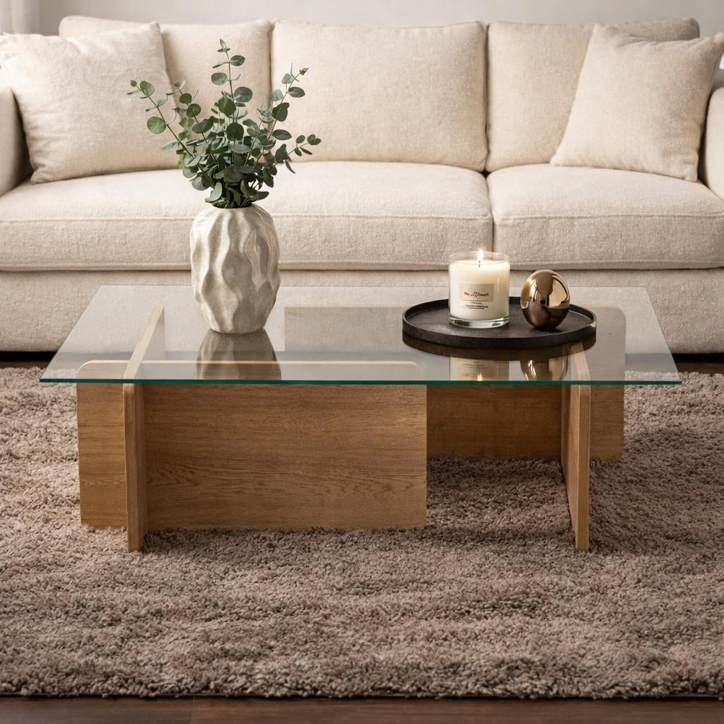 Salontafel Naturel Glas Opal 105x65x30 cm