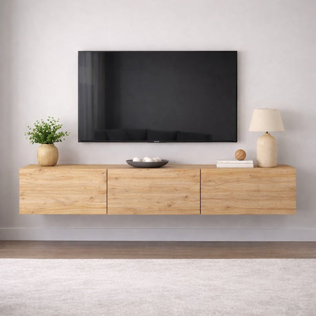 Zwevend TV Meubel Beuken Melamine -  150x30 cm - West