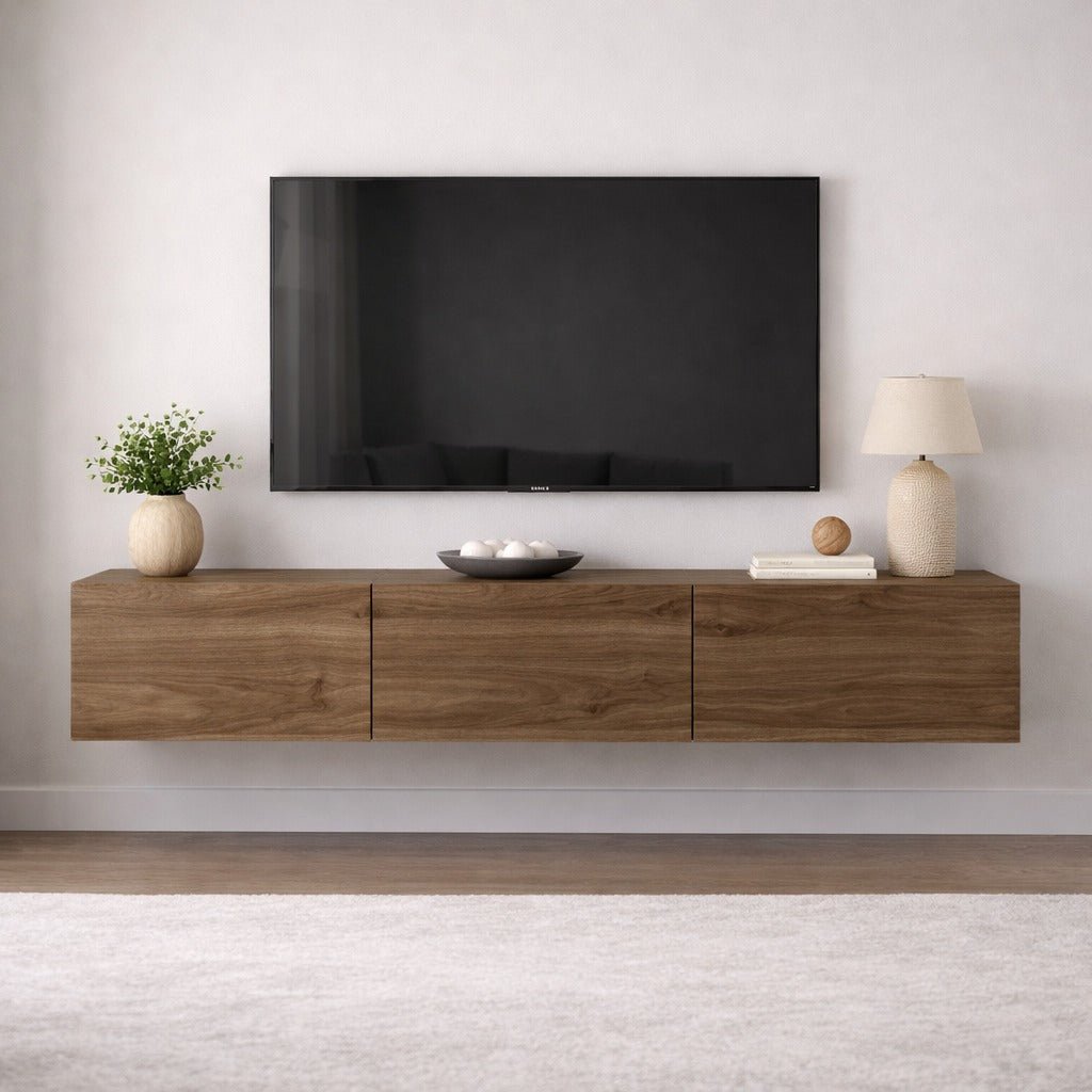 Zwevend TV Meubel Walnoot Melamine -  150x30 cm - West