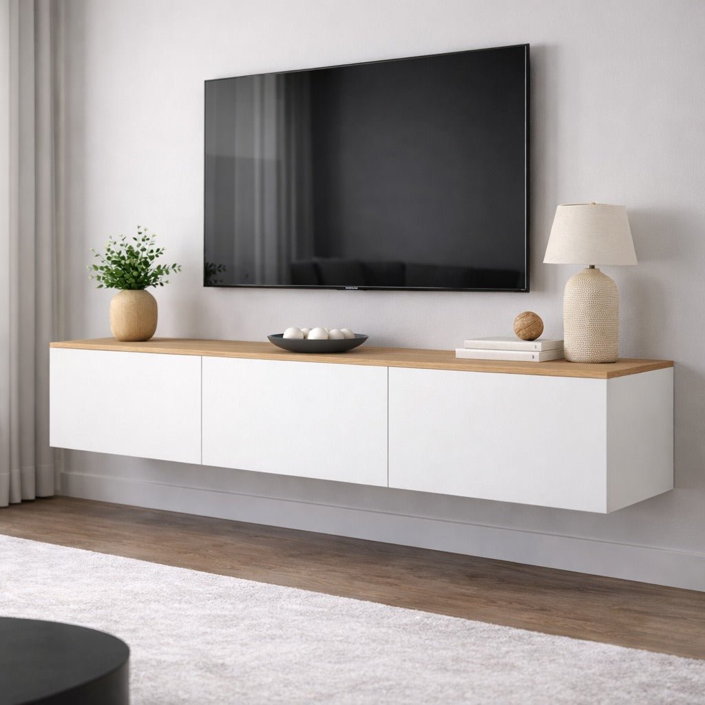 Zwevend TV Meubel Wit Melamine -  150x30 cm - West