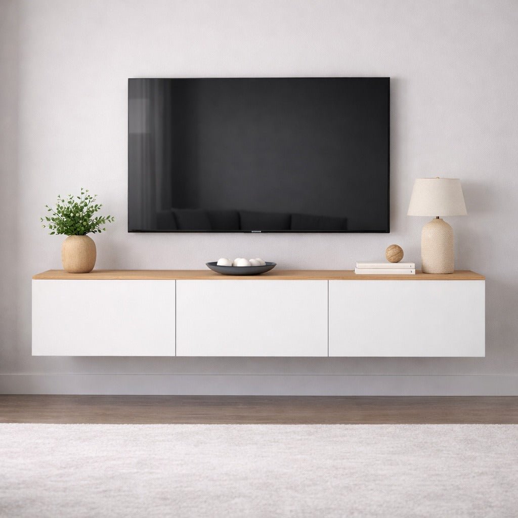 Zwevend TV Meubel Wit Melamine -  150x30 cm - West