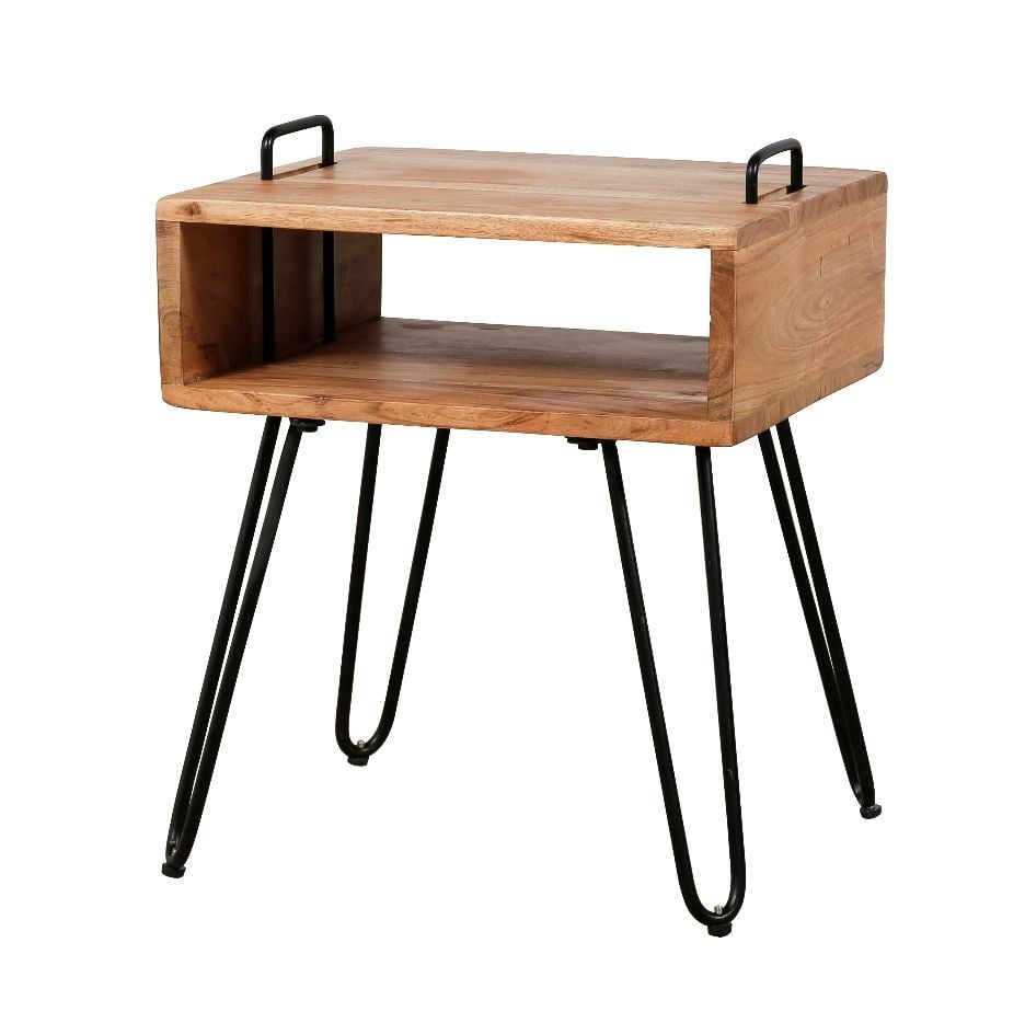 Sengebord Aimée DH Interiør Acacia LxBxH 45x39x17 Akacietræ Hvid foto diagonalt set forfra