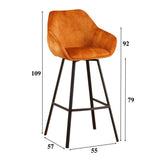 Barstol Elise Velvet Dimehouse Cognac LxBxH 95x59x57 Velvet White fotostørrelsesindikation