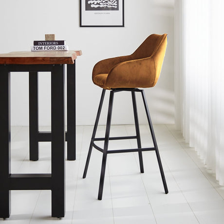 Barstol Elise Velvet Dimehouse Cognac LxBxH 95x59x57 Velvet Atmosfærisk foto fra siden