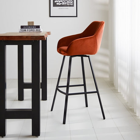 Barstol Elise Velvet Dimehouse Rust LxBxH 95x59x57 Velvet Atmosfærisk foto fra siden