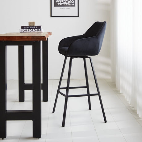 Barstol Elise Velvet Dimehouse Sort LxBxH 95x59x57 Velvet Atmosfærisk foto fra siden
