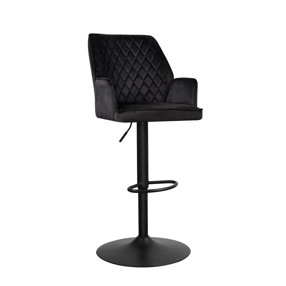 Barstol Novan fløjl Dimehouse Sort LxBxH 75x58x54 Stof Hvid foto diagonalt set forfra