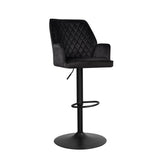 Barstol Novan fløjl Dimehouse Sort LxBxH 75x58x54 Stof Hvid foto diagonalt set forfra