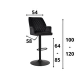 Barstol Novan fløjl Dimehouse Sort LxBxH 75x58x54 Stof Hvid fotostørrelsesindikation