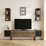 TV-møbelsæt Black Line Walnut Black Melamin 180x48x30 cm stemningsbillede i moderne interiør