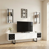 TV-møbelsæt Black Line White Black Melamin 180x48x30 cm stemningsbillede i et moderne interiør