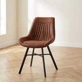 Eetkamerstoel Cognac Eco-leer Jada - Zonder Armleuningen sfeerfoto in modern interieur