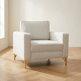 Lænestol Berlin Cream Gold atmosfærisk foto i et moderne interiør