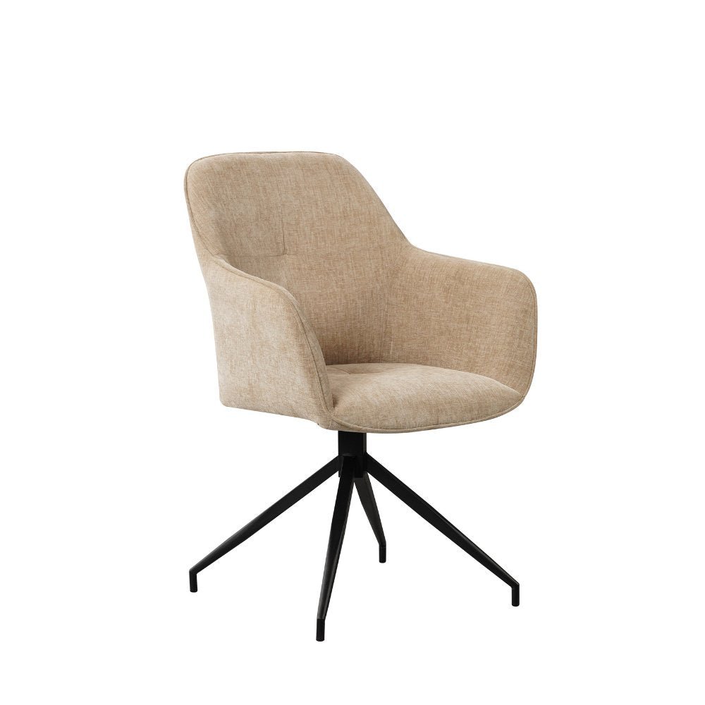 Spisestuestol Camiel Dimehouse Beige LxBxH 62x61x54 Stof Hvid foto diagonalt set forfra