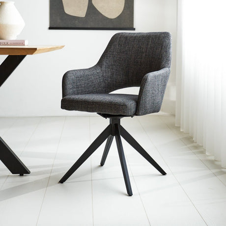 Spisestuestol Sid Dimehouse Antracit LxBxH 59x56x53 Stof Atmosfærisk foto diagonalt set forfra