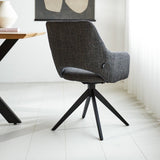 Spisestuestol Sid Dimehouse Antracit LxBxH 59x56x53 Stof Atmosfærisk foto diagonalt set bagfra