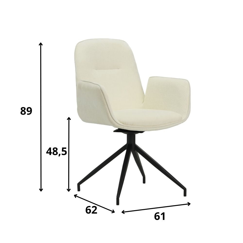 Nela spisestuestol Dimehouse Hvid LxBxH 64x64x52 Stof Hvid fotostørrelsesindikation