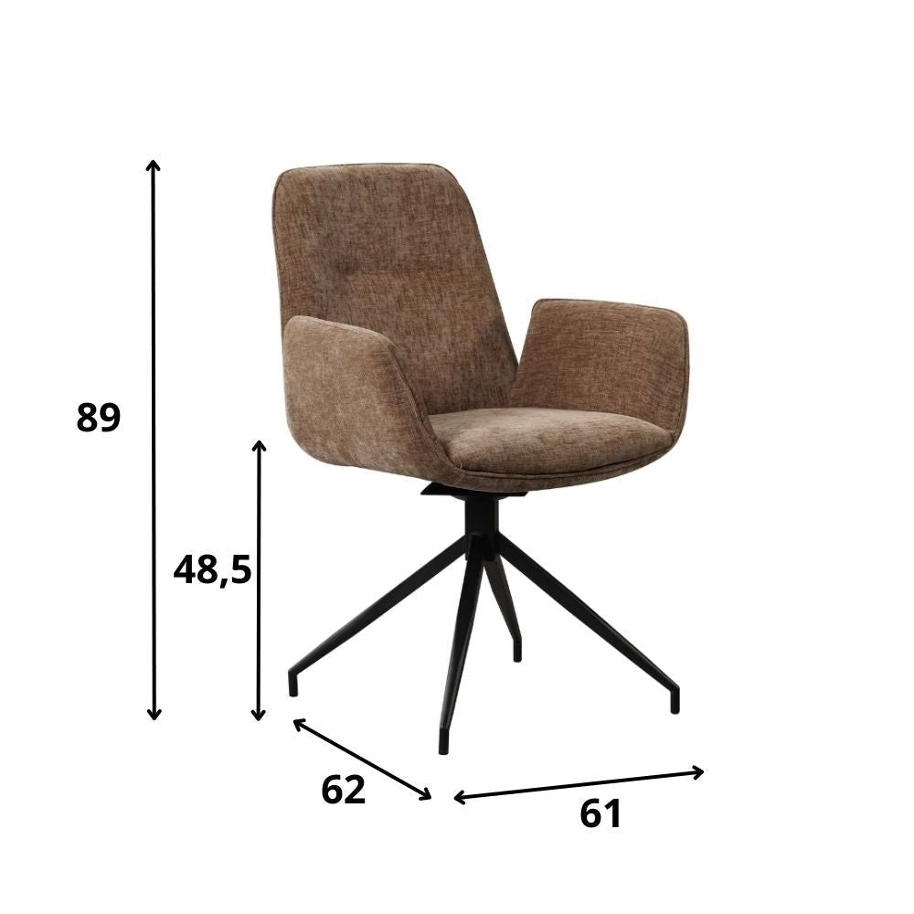 Nela spisestuestol Dimehouse Taupe LxBxH 64x64x52 Stof Hvid fotostørrelsesindikation