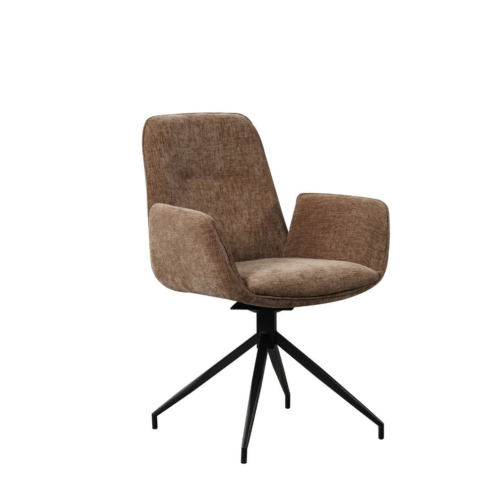 Nela spisestuestol Dimehouse Taupe LxBxH 64x64x52 Stof Hvid foto diagonalt set forfra