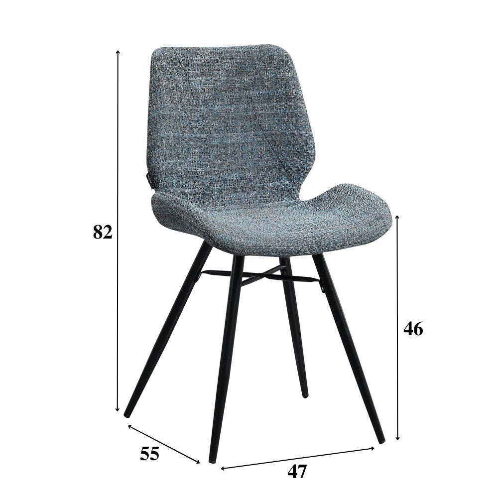 Spisestuestol Beau chenille Dimehouse Blå LxBxH 72x68x50 Stof Hvid fotostørrelsesindikation