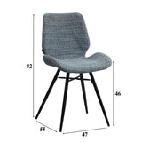 Spisestuestol Beau chenille Dimehouse Blå LxBxH 72x68x50 Stof Hvid fotostørrelsesindikation