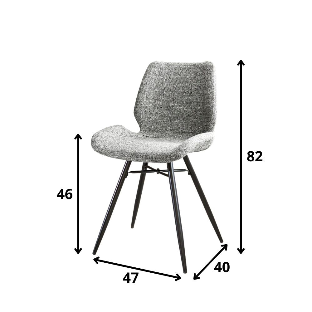 Spisestuestol Beau chenille Dimehouse Grå LxBxH 72x68x50 Stof Hvid fotostørrelsesindikation