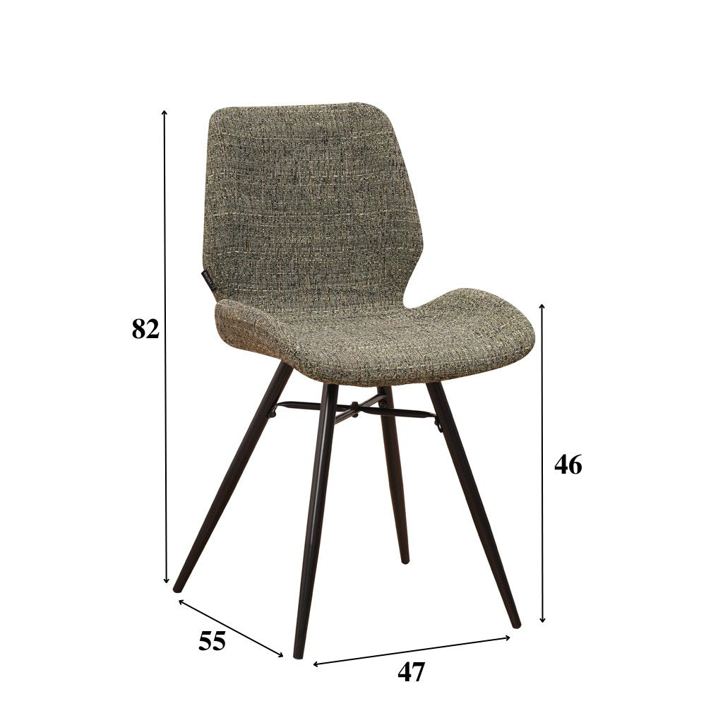 Spisestuestol Beau chenille Dimehouse Grøn LxBxH 72x68x50 Stof Hvid fotostørrelsesindikation