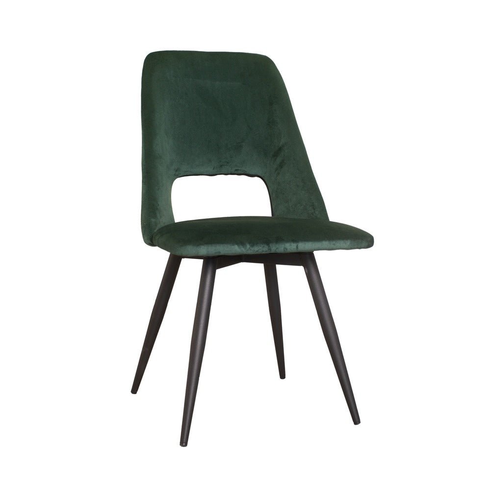 Spisestuestol Mila Dimehouse Grøn LxBxH 66x57x49 Stof Hvid foto diagonalt set forfra