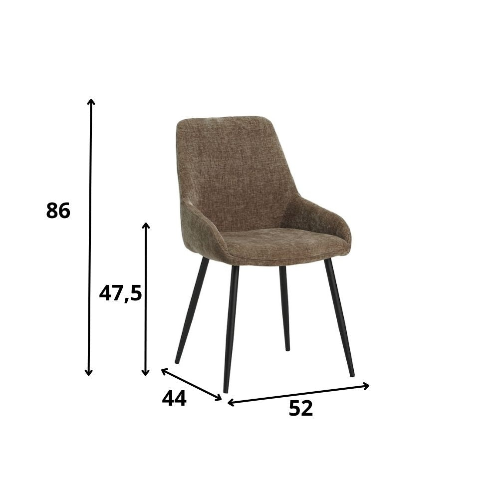 Spisestuestol Elle Dimehouse Taupe LxBxH 64x61x56 Stof Hvid fotostørrelsesindikation