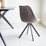 Spisestuestol Jace Dimehouse Antracit LxBxH 71x59x52 Stof Atmosfærisk foto diagonalt set bagfra