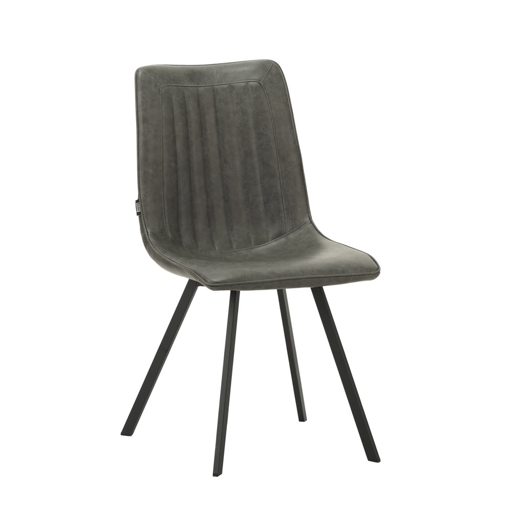 Spisestuestol Jimmy imiteret læder Dimehouse Antracit LxBxH 75x57x51 Kunstlæder Hvid foto diagonal set forfra