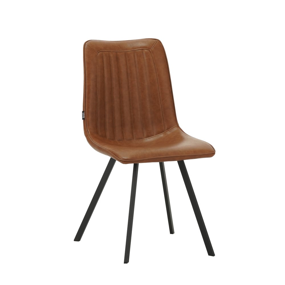 Spisestuestol Jimmy imiteret læder Dimehouse Cognac LxBxH 75x57x51 Kunstlæder Hvid foto diagonalt set forfra