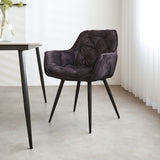 Spisestuestol Audrey Dimehouse Antracit LxBxH 71x68x49 Stof Atmosfærisk foto diagonalt set forfra