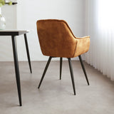 Spisestuestol Audrey Dimehouse Gul LxBxH 71x68x49 Stof Atmosfærisk foto diagonalt set bagfra