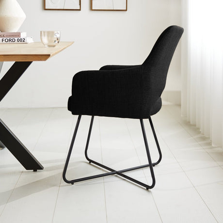 Spisestuestol Suzy Dimehouse Sort LxBxH 64x61x53 Stof Atmosfærisk foto fra siden
