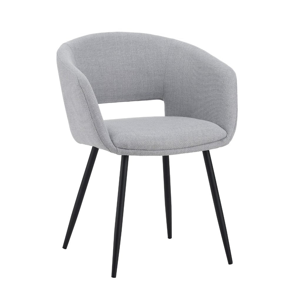 Spisestuestol Don Dimehouse Lysegrå LxBxH 60x56x56 Stof Hvid foto diagonalt set forfra